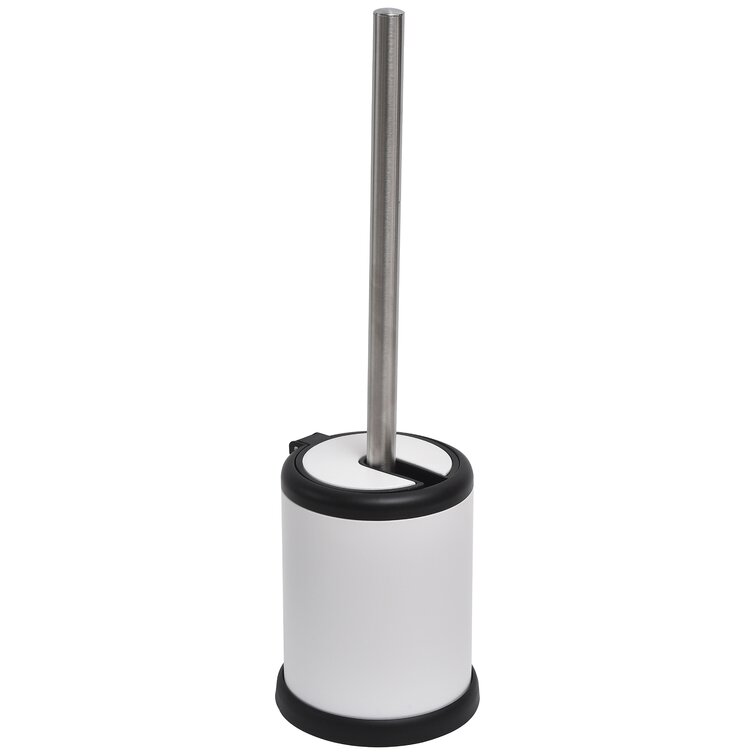 Evideco Freestanding Round Metal Toilet Brush and Holder Set White