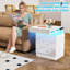 Bedside Cabinet with 3 Drawers, White Bedside Table with Bluetooth RGB LED Light Strip & UK Charging Station 2AC/2USB, Wooden Storage Side Cabinet for Bedroom Living Room Corner, UK Plug