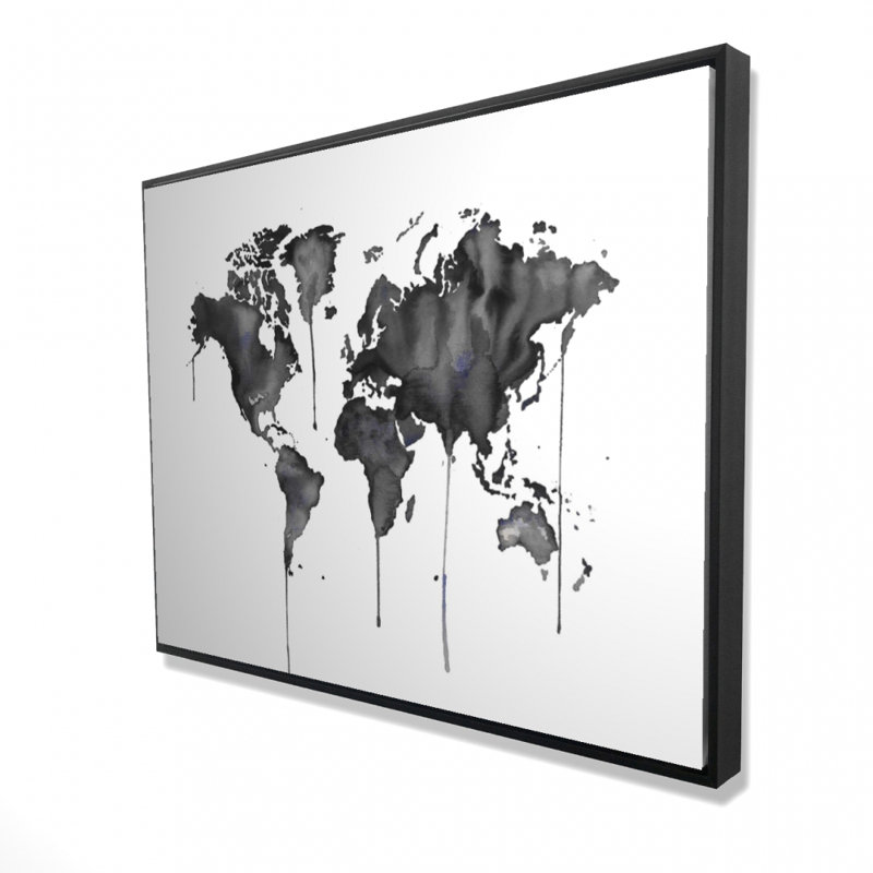 Reproduction de carte du monde aquarelle sur toile
