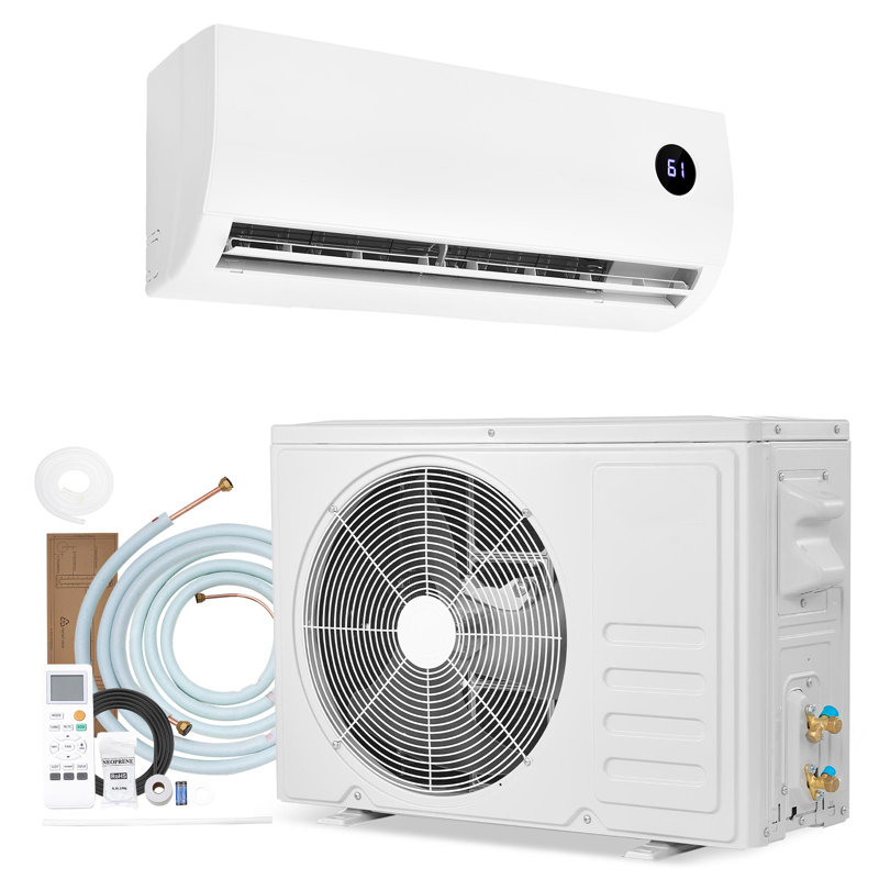 Mini Split Air Conditioner, 9000 BTU 115V Fast Cooling & Heating, 19 SEER2 High Efficiency Energy Saving, Quiet Inverter System for 450 Sq.Ft Coverage Area, Easy to Maintain, for Home, Office