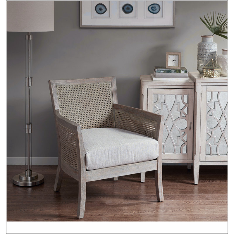 Crème; fauteuil en polyester naturel récupéré avec 4 pieds, Naturel