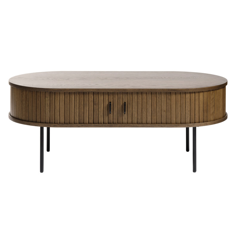 Teneasha Four Leg Coffee Table with Storage, Smoked Oak