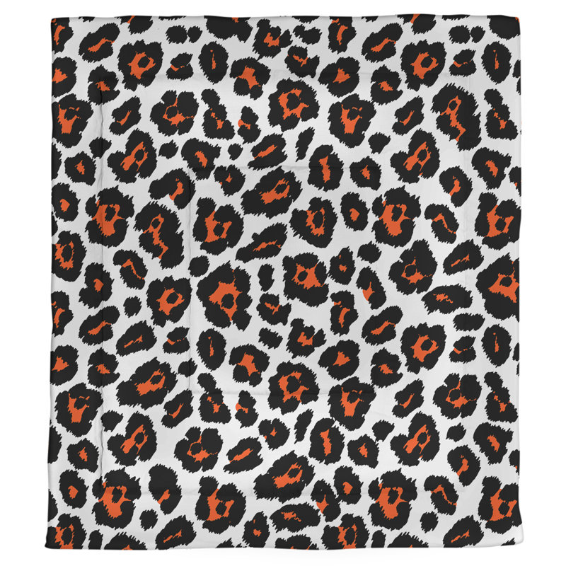 Polyester Animal Print Comforter, King Comforter, Black/Red