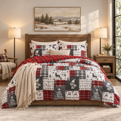 Reversible Christmas Plaid Comforter Set