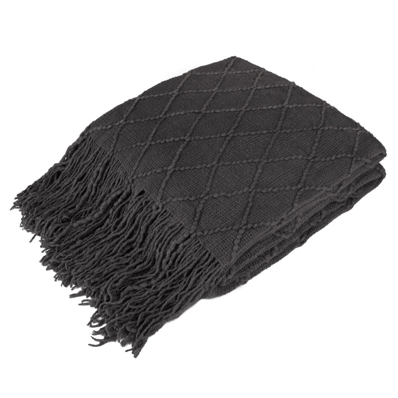 Jeté doux pour canapé, rose clair, 50 x 60, Jeté, Formes géométriques, Gris anthracite