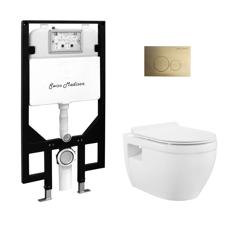 Ensemble de toilette à fixation murale Ivy, Blanc brillant / laiton