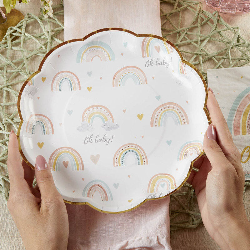 Assiette plate pour 16 personnes Boho Rainbow Baby