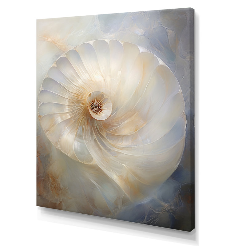 Bleu et blanc Nautilus Pearl Passage I sur toile, H 32 po x l 24 po x P 1 po, Toile tendue