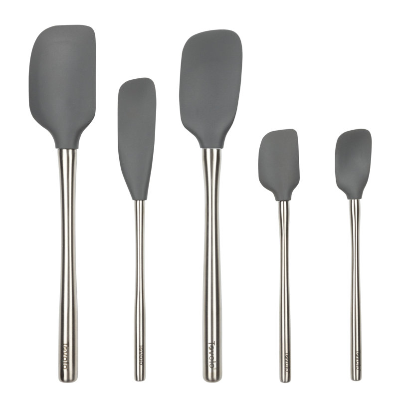 Flex-Core Stainless Steel Handled Spatula 5 Piece Set for Meal, Charcoal