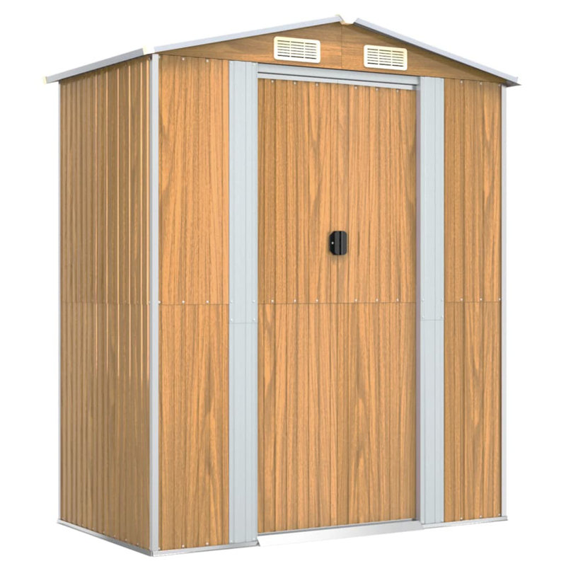 Garden Shed Light Brown Galvanized Steel 75.6 x 42.5 x 87.8 in Outdoor Storage Shed, Light Brown, 75.6" H x 75.6" W x 87.8" D