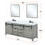 84 po Meuble-lavabo double en frêne gris avec comptoir en marbre de culture et robinet mat noir