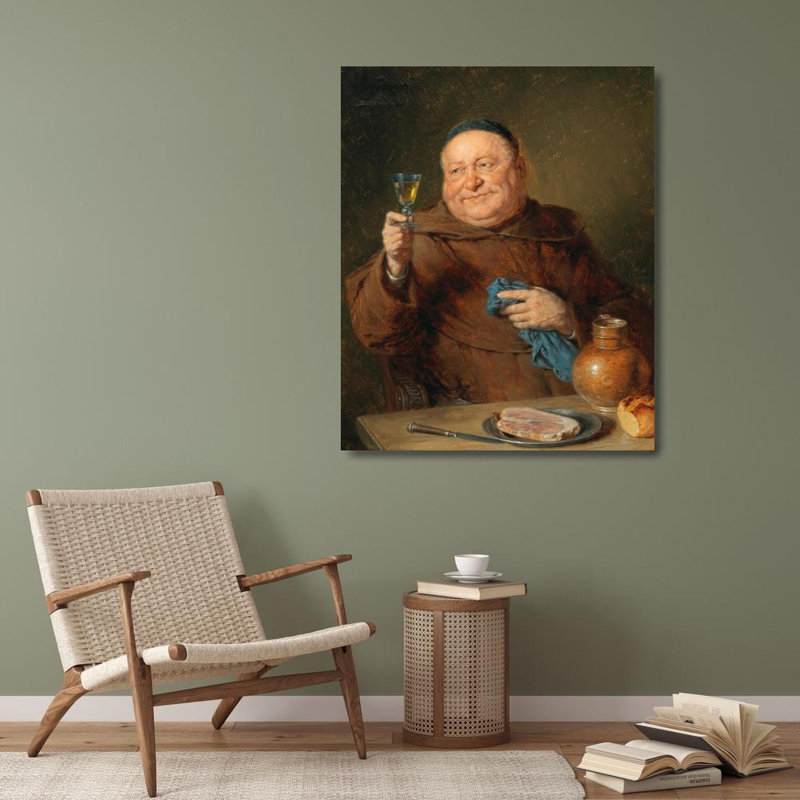 «The Monk's Meal» par Eduard Von Grützner, reproduction d'art sur toile tendue, H 40 po x l 28 po