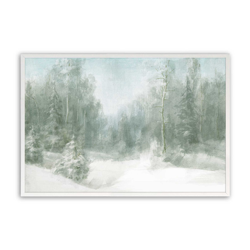 Imprimé paisible forêt givrée, Cadre opaque blanc, H 19 po x l 25 po