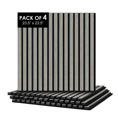 Concord 3D Wood Wall Panels | Pack Of 4 Acoustic Square Panels | Premium Soundproofing & Interior Decor | 23.5” X 23.5” | Covers 15.2 Sq. Ft.