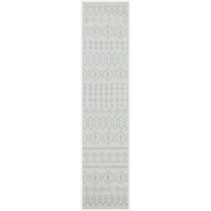 Lorenco Southwestern Ivory/LightGray/Green Area Rug, Runner 2' x 9'