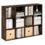Étagère à livres à 12 compartiments, rangement intégré, 29,7 x 121 x 91,4 cm, pour salon, chambre ou bureau, pin ambré-123198096