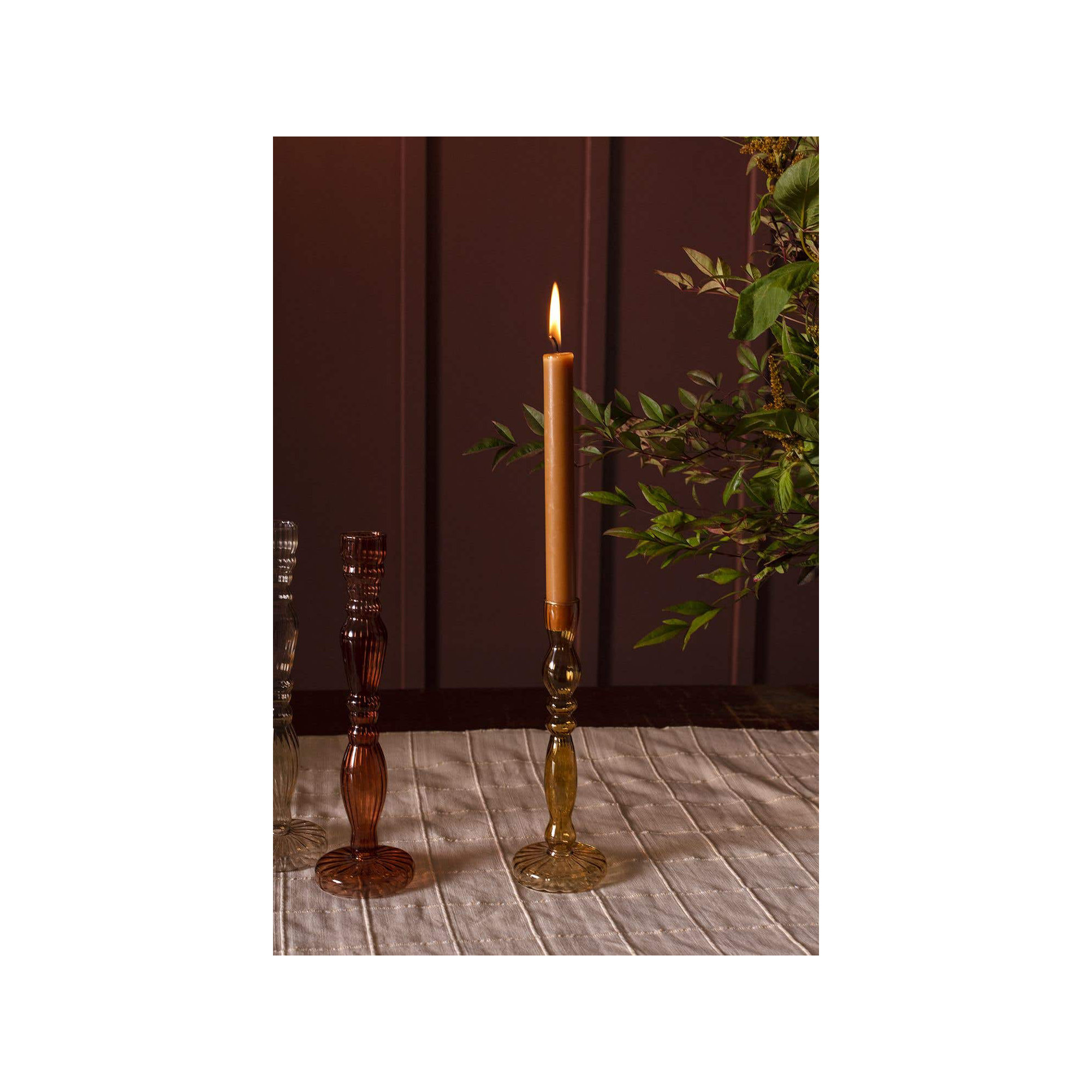 Marajo Candlestick, 8" H x 2.75" W x 2.75" D, Yellow