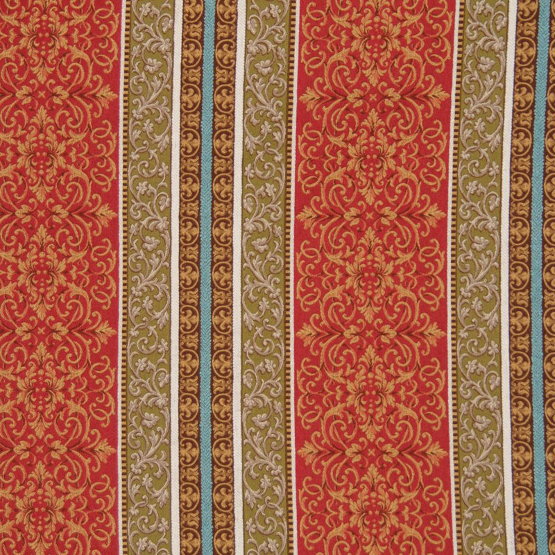 Allure Damask Fabric, Red/Green