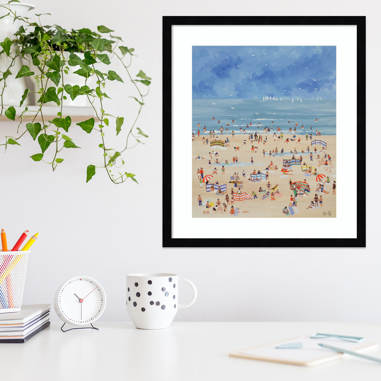 Judy Joel "Beach" Print, Black, 21" H x 19" W x 1" D
