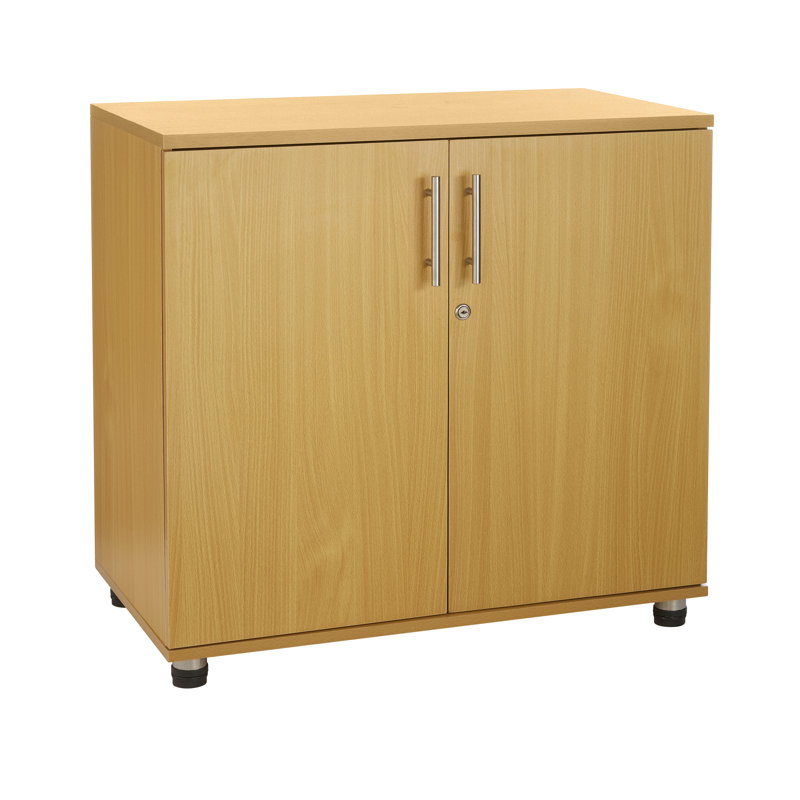 Marjorie Wood Storage Cabinet with Lock, 2 Door Locking File Tool Cabinet Cupboard with Adjustable Shelf, Natural