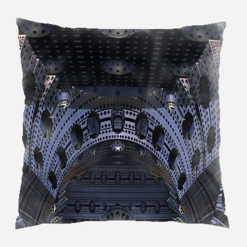 Fractal Geometric Microsuede Reversible Throw Pillow