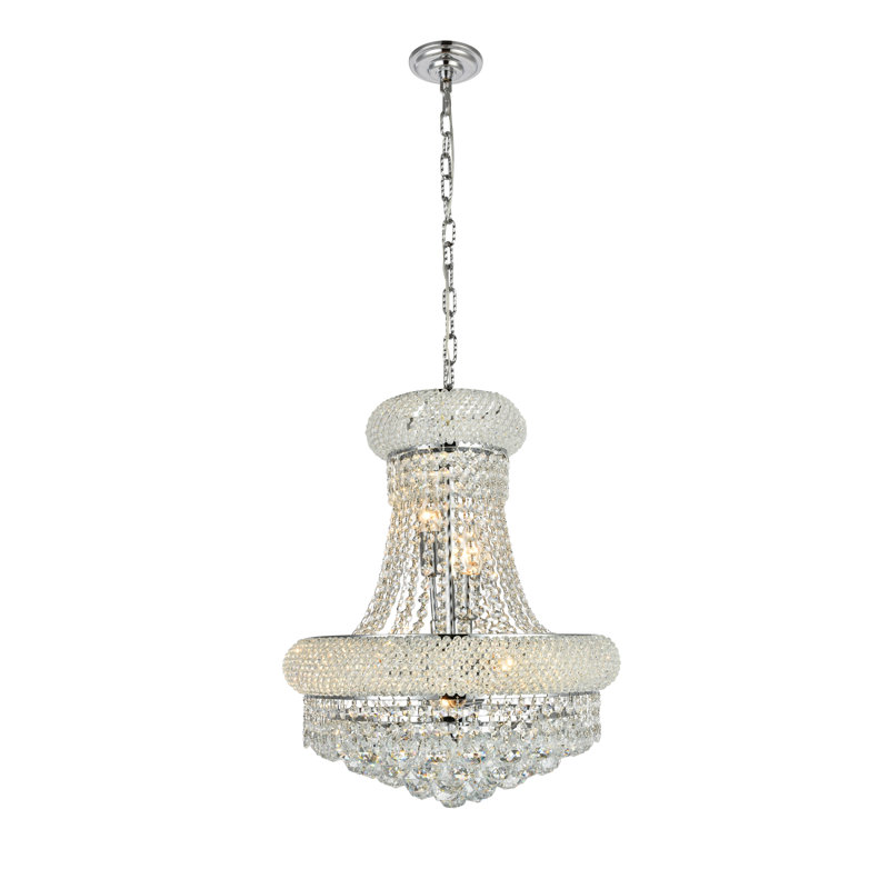 Ston Easton 8-Light Crystal 2-Tier Empire Chandelier, Chrome, 20" H x 16" W x 16" D