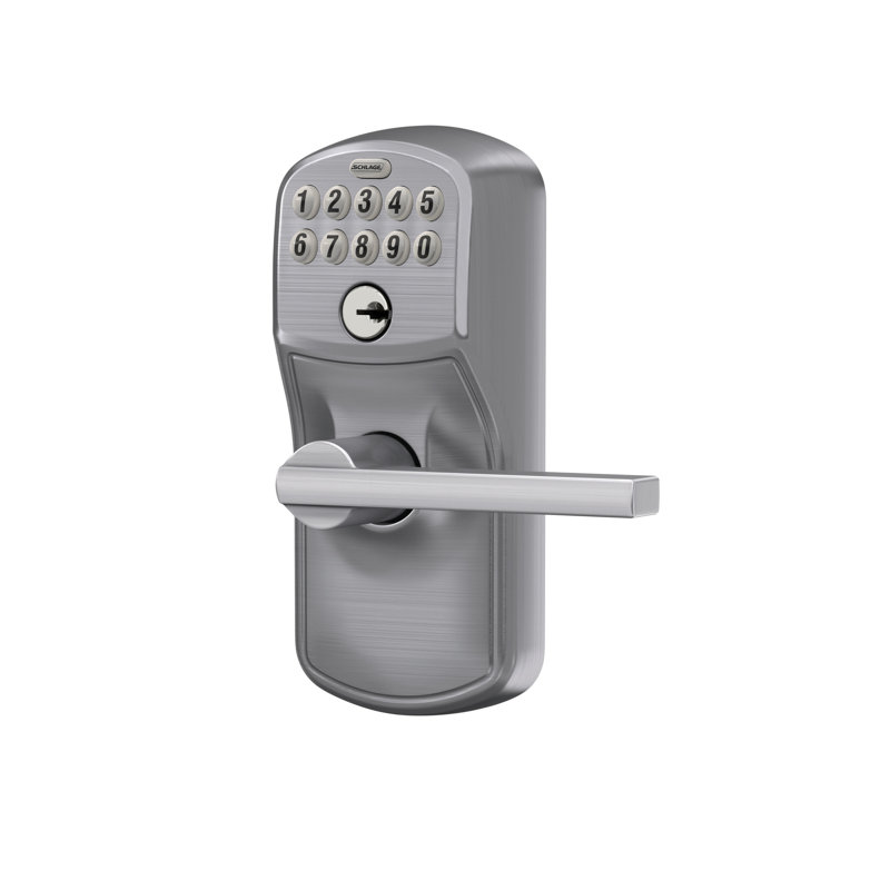 Latitude Keypad Lever with Plymouth Trim, Satin Chrome, Keyed Alike, Yes