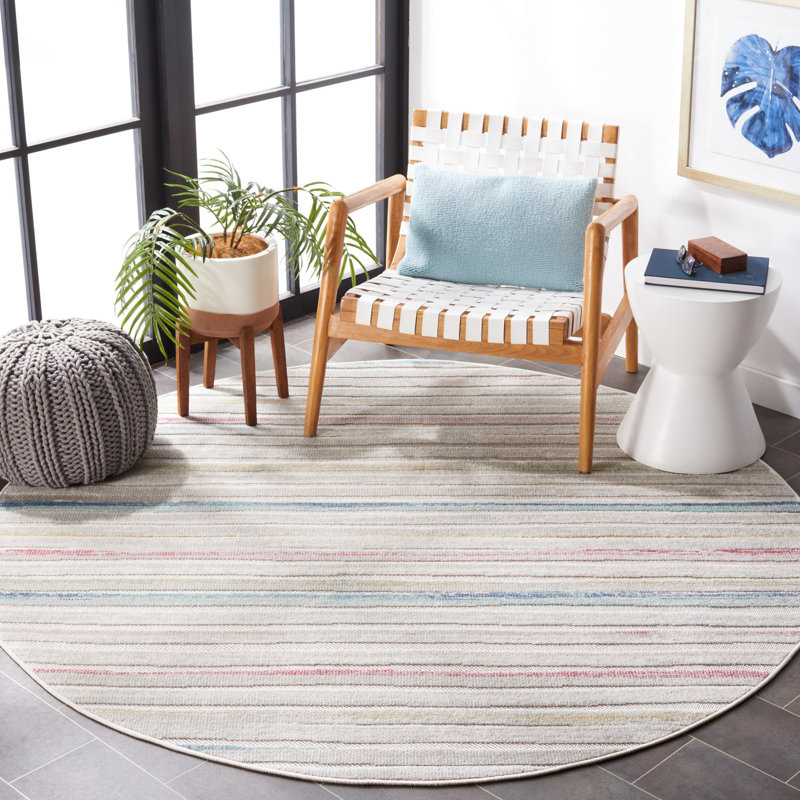 Cabana Performance Abstract Indoor/Outdoor Area Rug, Round 6'7"