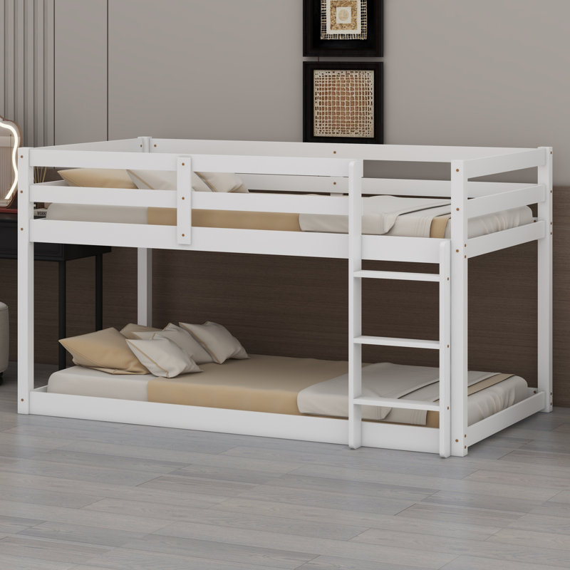 Lit superposé en bois avec échelle, Blanc