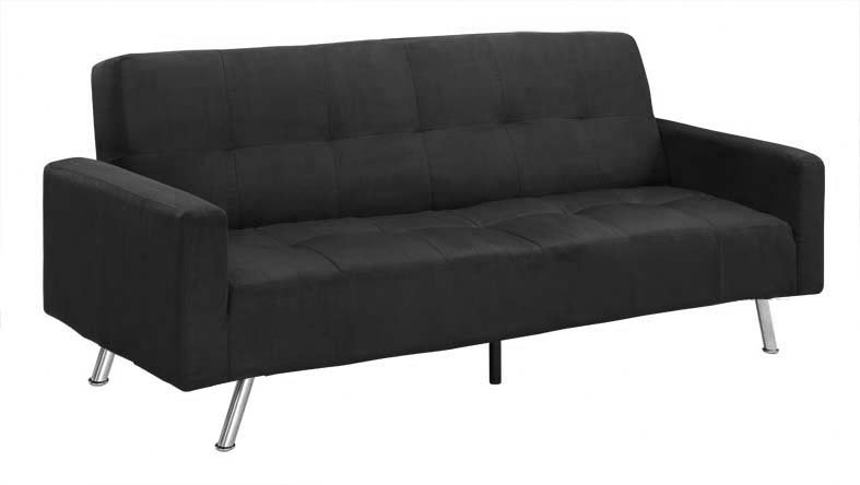 Puzzle 78.1'' Upholstered Sofa, Black Microfiber, Chrome