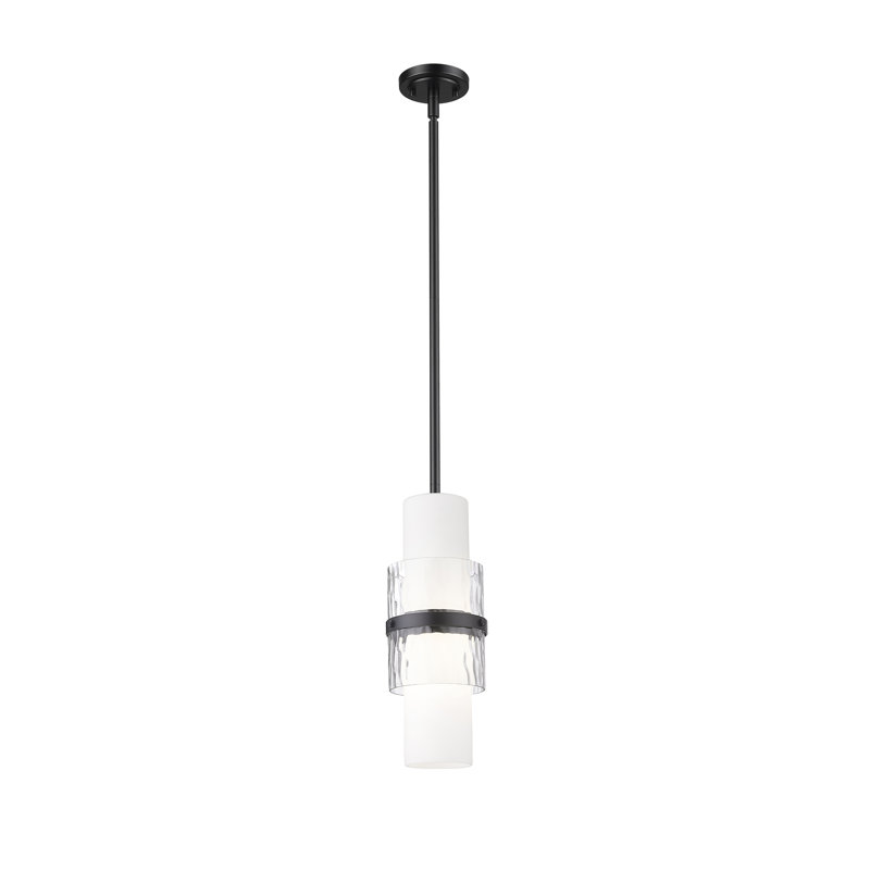 Luminaire suspendu cylindrique à 1 lumière Bryelle, Noir mat
