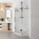 Cabine de douche réversible sans cadre avec tablettes en verre intégrées l 34 po x P 34 po x H 73 po