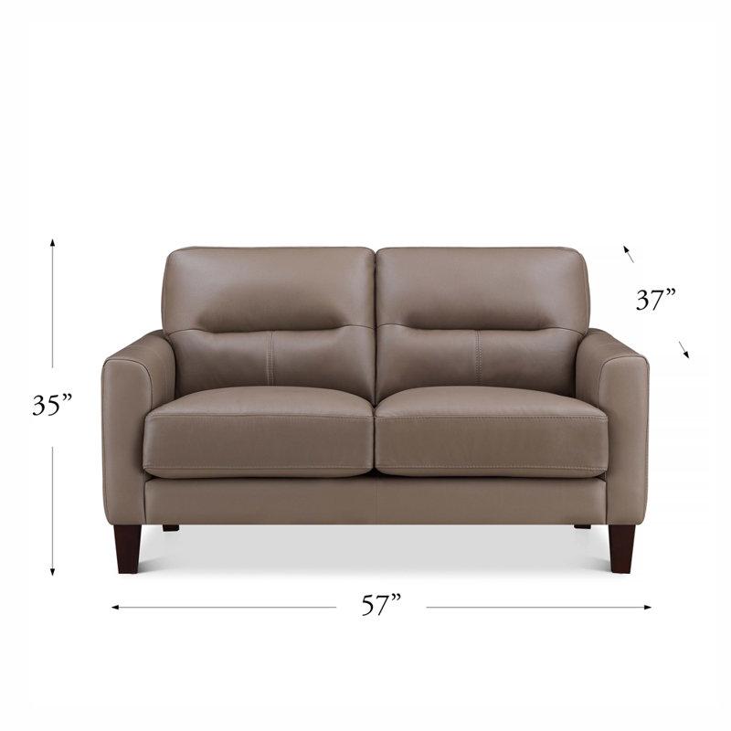 Schneider Top Grain Leather Loveseat, Schneider Heathered Gray Genuine Leather