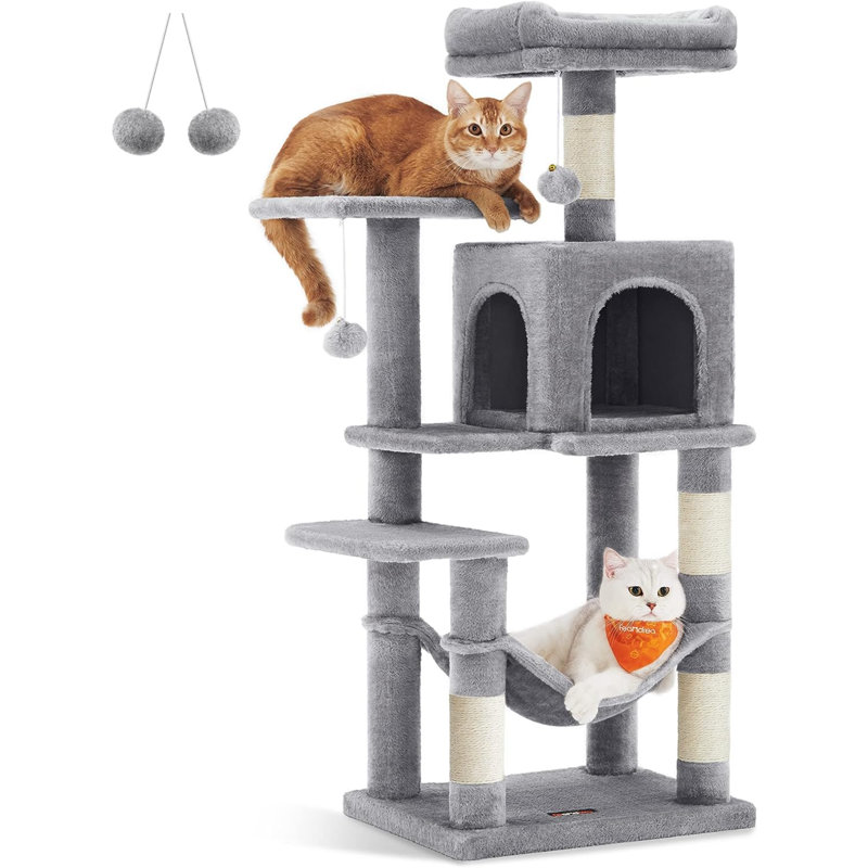 Maison pour chat à plusieurs niveaux, 42" H x 14" W x 18" D, Gris