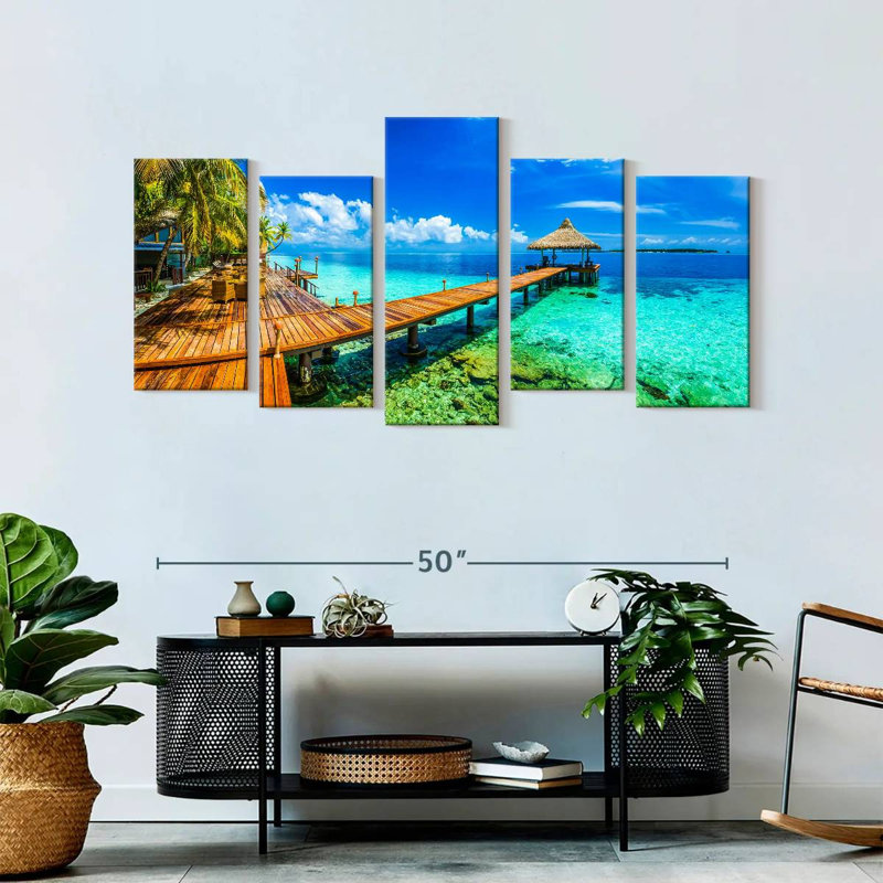 Maldives Beach Resort, reproduction d'art sur toile, H 54 po x l 27 po x P 1,25 po
