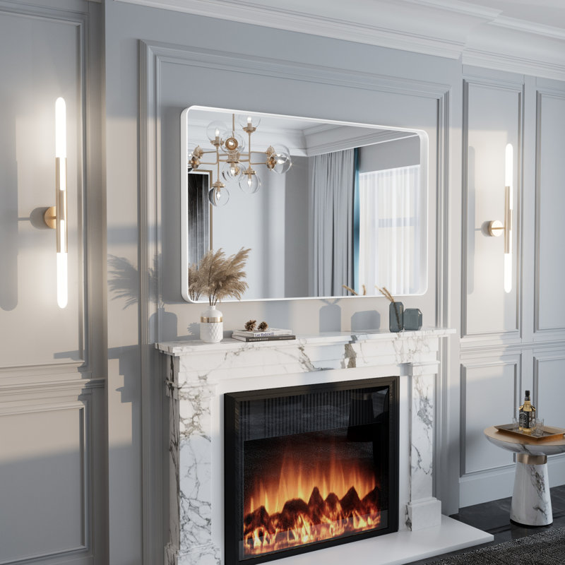 Miroir mural Aevar, 48 po x 30 po, Blanc mat