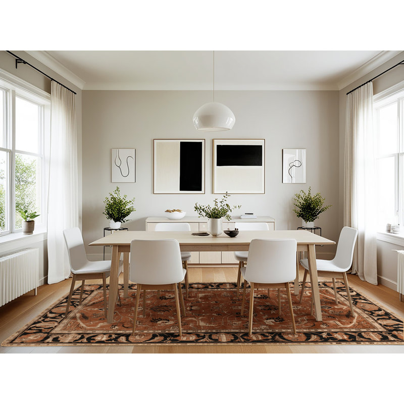 Machine Washable Persian Brown Area Rug, Rectangle 7' x 10'
