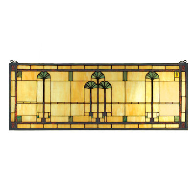 35"W X 13"H Ginkgo Stained Glass Window