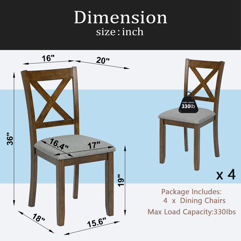 Dining Chairs Set For 4,Kitchen Chair With Padded Seat, Side Chair For Dining Room, Walnut