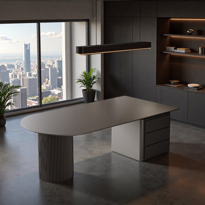 Three-drawer Rock Slab Countertop Writing Desk