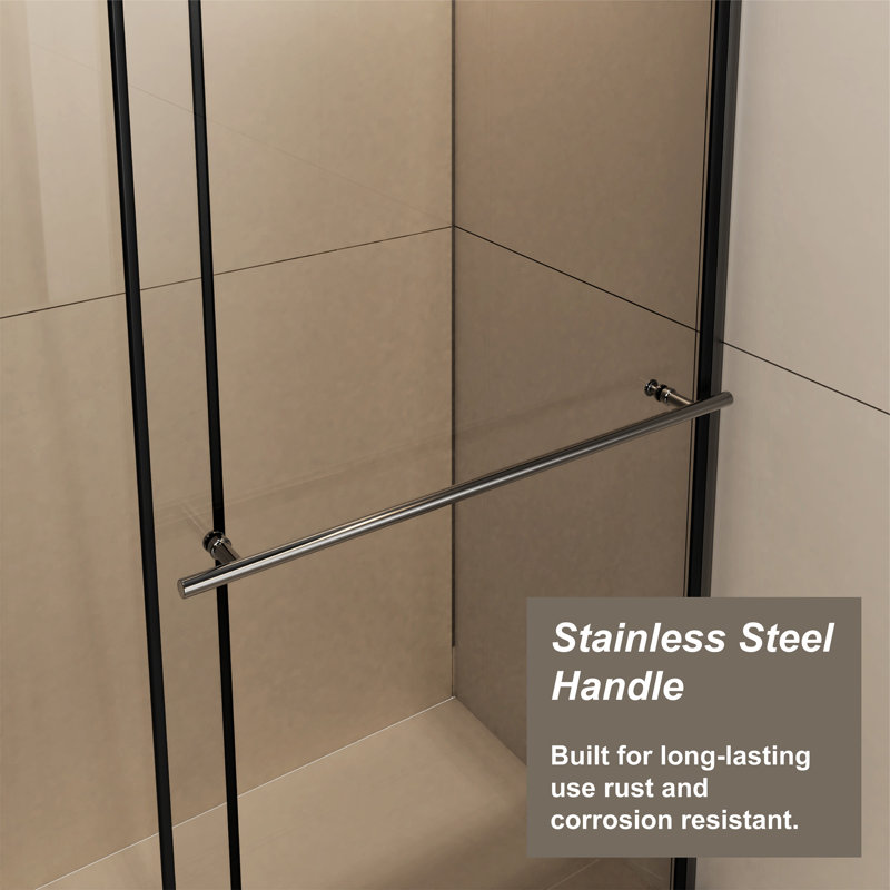 Glass Shower Door, 30 - 60 In.W X 72 In.H Shower Sliding Door Walk-In Shower Screen Dual Usage,1/4 Inch Thick Glass Panel With Stainless Steel Handle, Supporting Bar