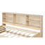 Structure de lit simple de couleur naturelle avec compartiments latéraux, tablettes modernes, 2 tiroirs, douille