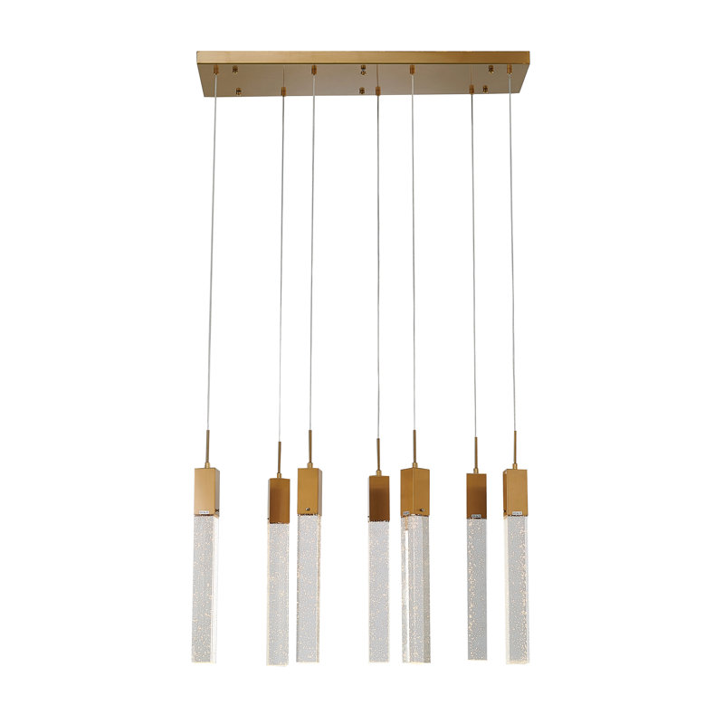 Luminaire suspendu moderne en cristal pour îlot de cuisine 7 lumières, Doré