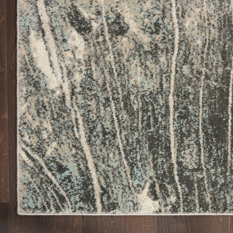 Langston Abstract Gray/Charcoal Area Rug, Rectangle 4" x 6"