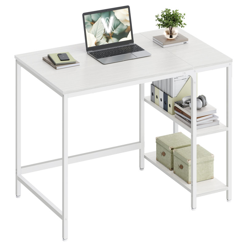 Alaudin Metal Base Computer Desk, White