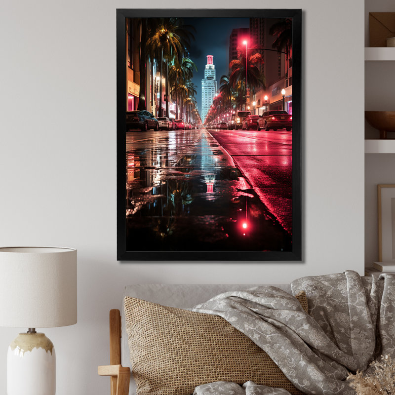 Linis rose noir Miami City of Reflections - imprimé, Cadre photo noir, H 20 po x l 12 po x P 1 po