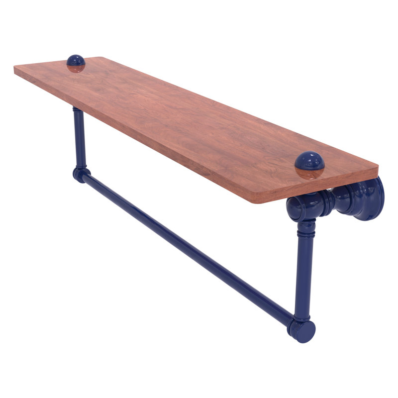 Tablette flottante avec barre à serviettes Carolina, H 7 po x l 22 po x P 5,54 po, Bleu méditerranéen