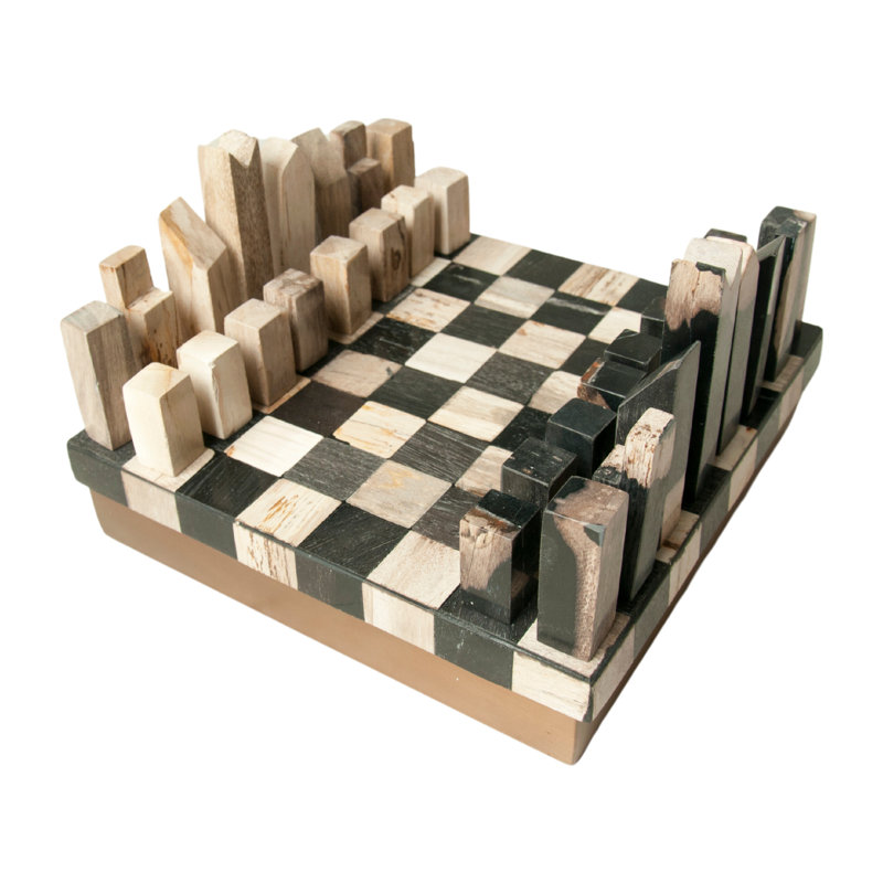 Petrified Wood Chess & Draughts Set