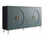 Buffet 60 po en grain de bois italien de luxe, crédence ronde à 4 portes en relief pour le buffet, console de vestibule moderne avec poignées en métal doré