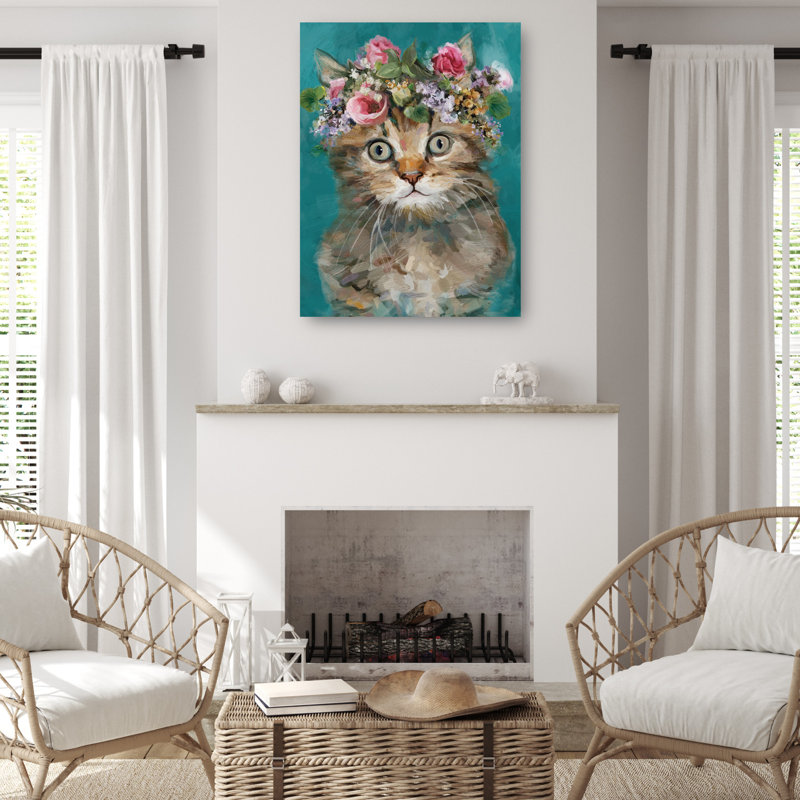 Flower Power Kitty III by Studio Arts Canvas Art Print